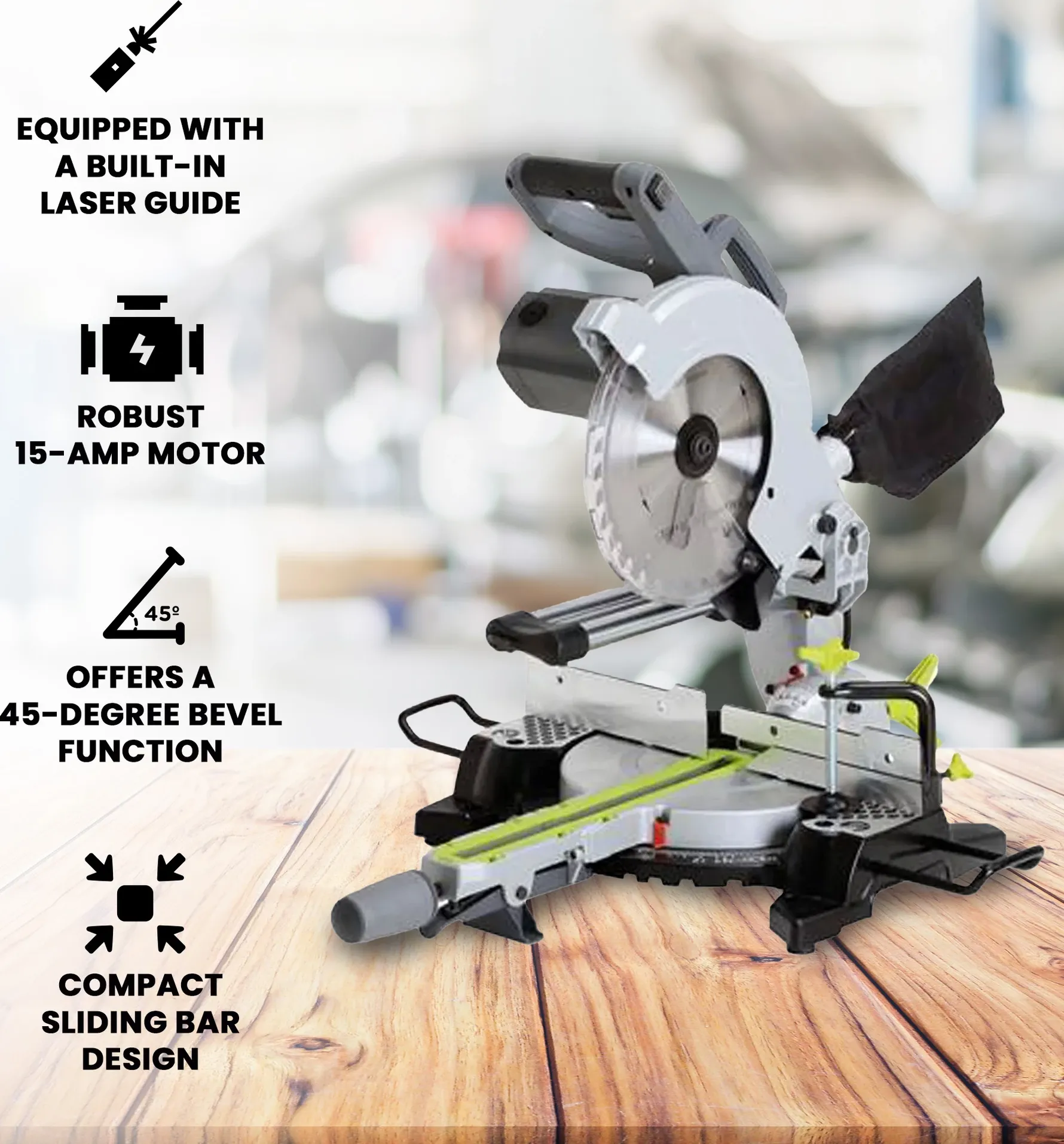 Master Mechanic 10 Inch Compact Electric Sliding Circular Miter Saw